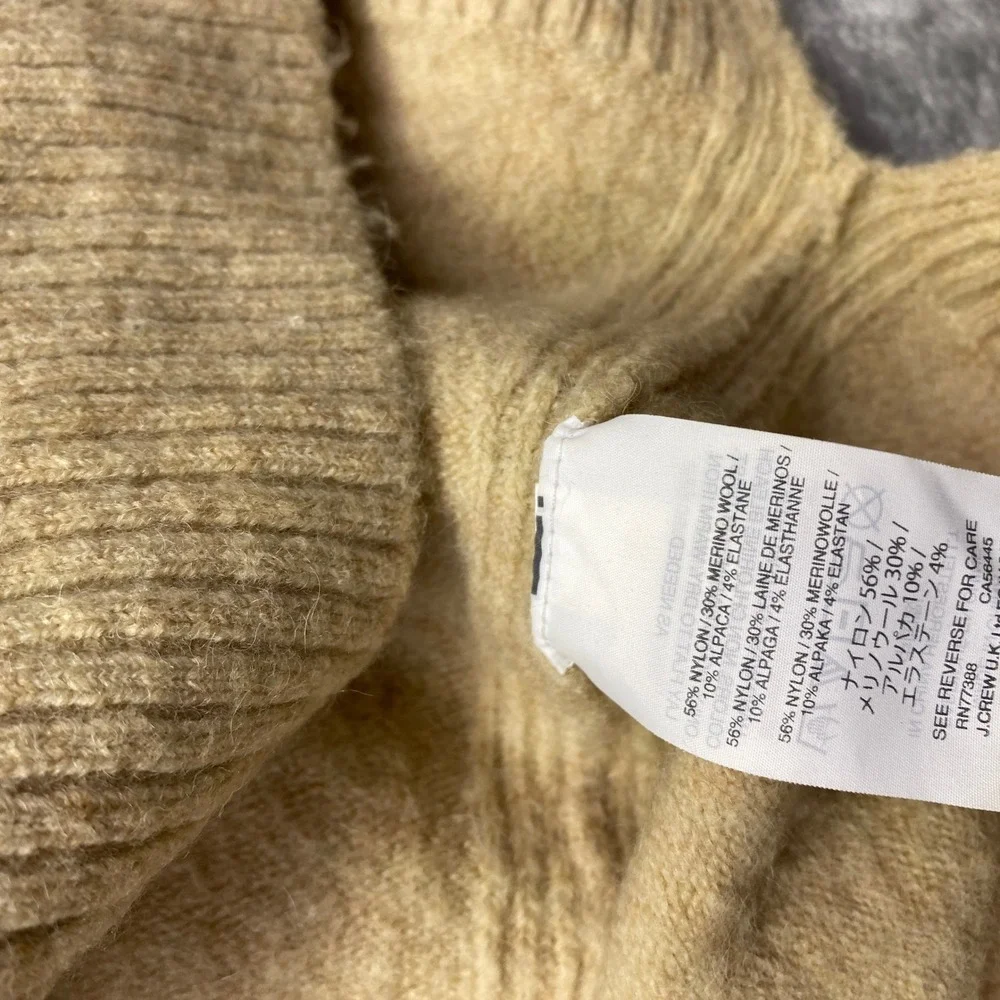 J Crew Beige V Neck Long Sleeve‎ Merino Alpaca Blend Sweater Women Sz S Boho